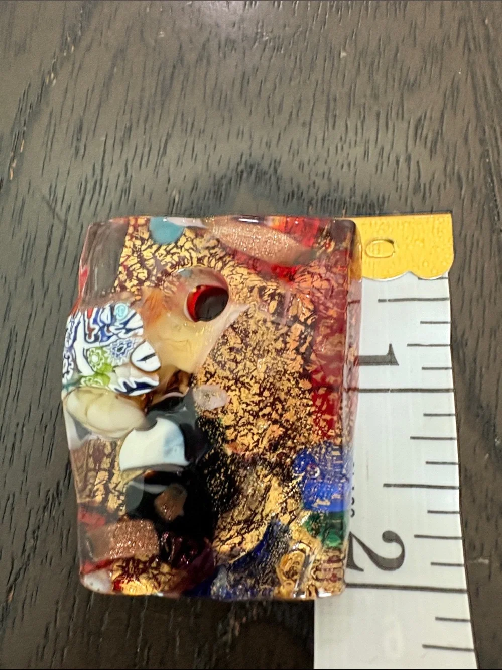 Handmade Millefiori Glass Pendant with Gold Leaf Accents